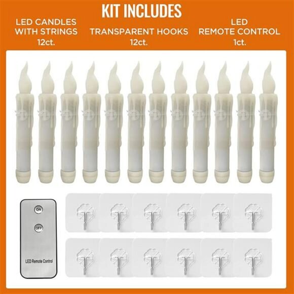 Halloween Decorations - Harry Poter Decor - 12 Floating LED Candles